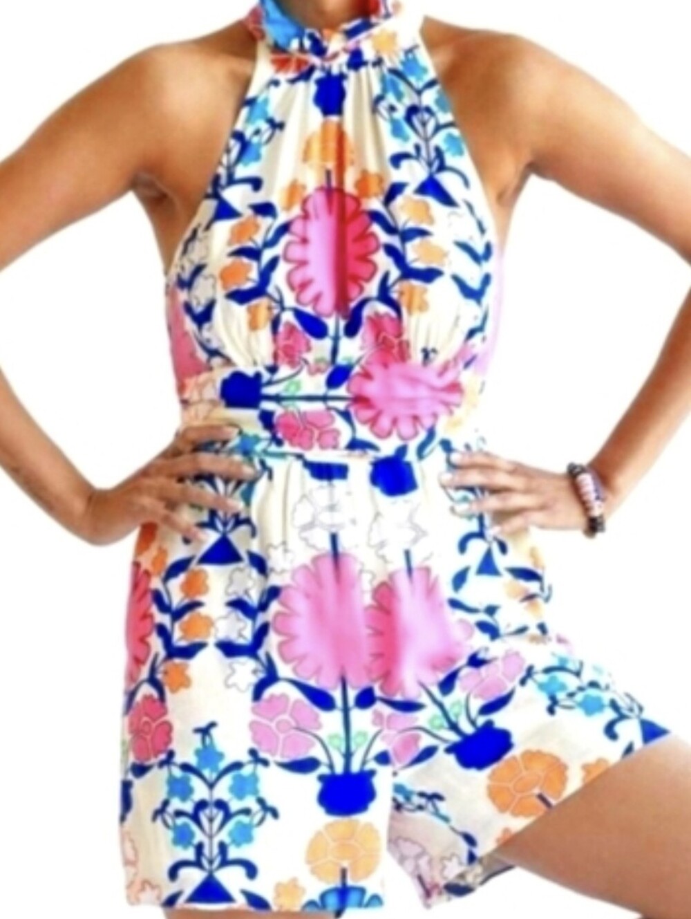 Rachel Roy Halter Romper Medium Floral Rayon